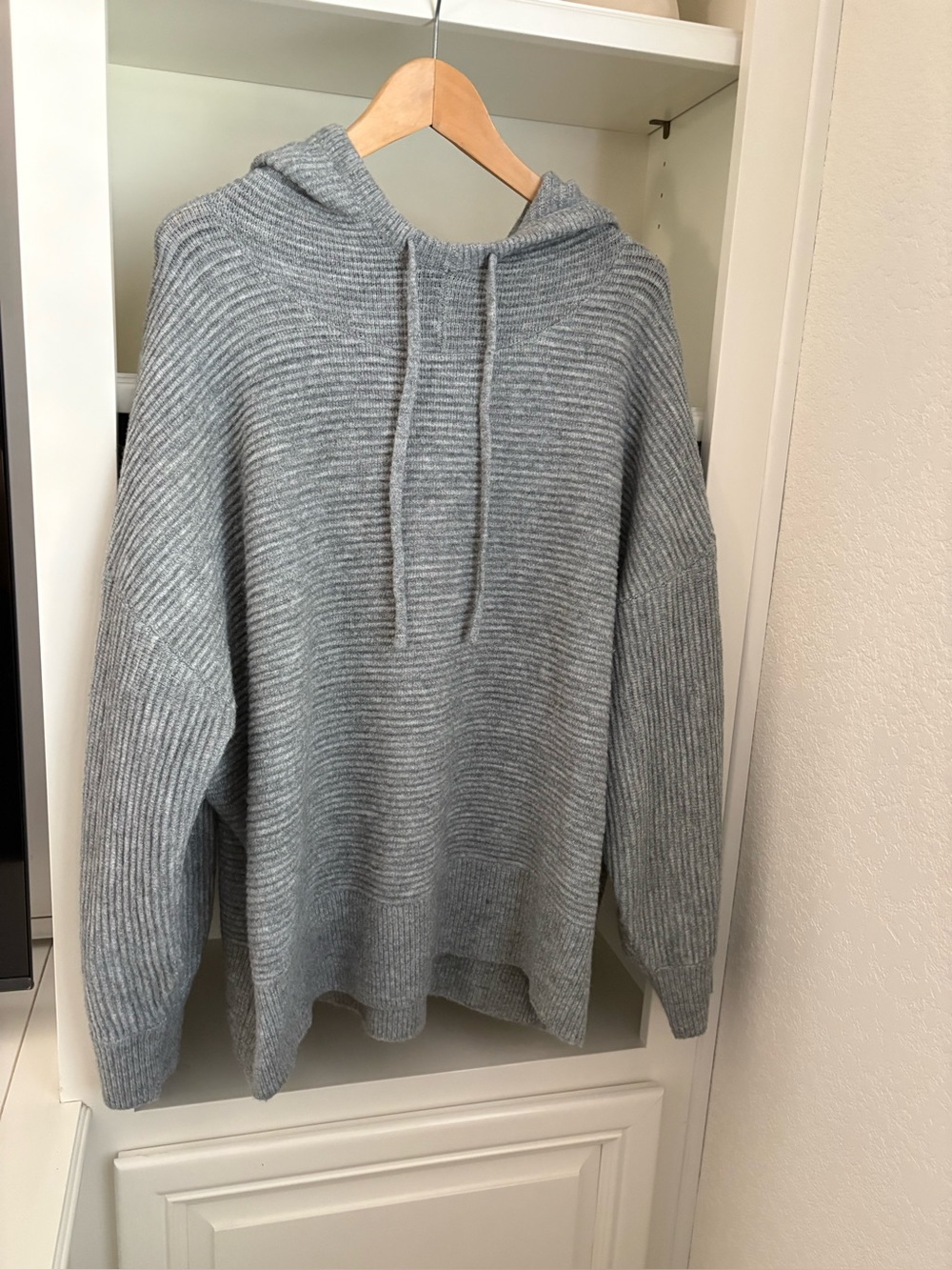 Calia Journey Ribbed Knit Hoodie Sweater Gray Womens Casual Athleisure Soft xxl